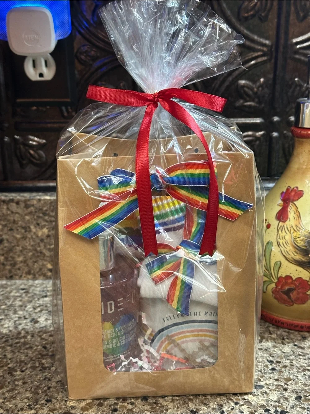 Spa Gift Set Prideful Rainbow Ribbon with Red Bow